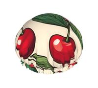 Bella dolce ciliegia rossa 2 stampa copertura dei capelli del bagno per le donne riutilizzabile doppio strato impermeabile cuffie doccia per le donne signore