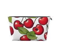 Bella dolce ciliegia rossa 3 stampa borsa da viaggio in pelle da viaggio per donna borsa da viaggio per articoli da toeletta borsa cosmetica borsa trucco, Argento, Taglia unica, Beauty case