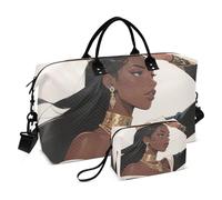 Bella Donna Africana Corona Del Fumetto Decorativo Oggetto Personale Borsa Da Viaggio Borsa Da Palestra con Borsa Da Toilette per Trekking Grande Capacità Bolsa de Gym para Mujer