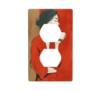 Bella Donna Caffè Tempo Astratto Presa Copertura Interruttore Luce Copertura Decorativa 1 Gang Piastra da Parete per Cucina Camera Bagno Dimensioni 7x11.4cm