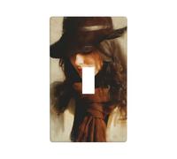 Bella donna che indossa cappello marrone interruttore luce copertura decorativa singola levetta 1 banda piastra da parete per cucina casa colonica camera da letto bagno decorazione artistica