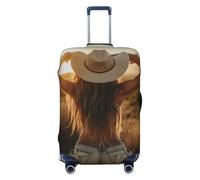 Bella donna con cappello da cowboy, copertura elastica per bagagli da viaggio, antipolvere, antigraffio, adatta per valigie da 56-61 cm