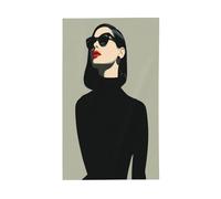 Bella donna con occhiali da sole labbra rosse bandiere casa cortile, 0,9 x 1,5 m banner di auguri stagione con occhielli interni ed esterni feste decorazioni per la casa