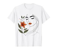 Bella Donna Elegante con Floreale Linea Art Forme Mania Maglietta