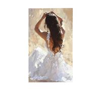 Bella donna in abito bianco bandiere casa cortile, 0,9 x 1,5 m banner di auguri stagione con occhielli interni ed esterni feste decorazioni per la casa