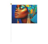 Bella donna nera piccole bandiere tenute in mano, mini bandiere su bastone per feste attività di squadra parate decorazione vacanza confezione da 10