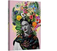 Bella donna su tela Stampa e poster Frida Kahlo con il fiore sulla testa Pittura su tela Quadro di decorazione murale per soggiorno camera da letto, senza cornice,50x70cm