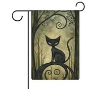 Bella e gotica gatto fantasia giardino bandiera casa cortile esterno bandiera stagionale vacanza juta doppia faccia bandiera 30,5 x 45,7 cm