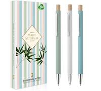 Bella e originale penna a sfera Set di 3 penne a sfera da regalare, in alluminio e bambù riciclato, penna a sfera blu, punta fine, regalo originale per le donne, regalo per