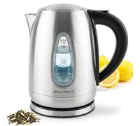 BELLA EPOCA Bollitore Elettrico 1.7L - Acciaio Inox 304 Spazzolato, 2200W, Silenzioso, Doppio Livello Acqua, Filtro Anticalcare, Base Girevole 360°, Spegnimento Automatico - Argentum Family