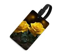 Bella etichetta per bagagli con rose gialle con carta d'identità etichetta per bagagli da crociera per individuare rapidamente bagagli valigia, adatta per uomini e donne zaino borsetta, stile nero