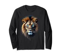 Bella faccia di leone con occhi blu brillante amante del leone Maglia a Manica