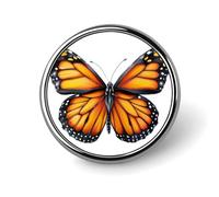 Bella farfalla arancione e nero ala rotonda spilla per uomo donna moda distintivo collare pin vestito giacca zaino accessori