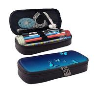 Bella farfalla blu stampato carino astuccio estetico astuccio speciale portapenne in pelle artificiale astuccio portamatite durevole astuccio con cerniera per uomini donne ufficio lavoro e studio,