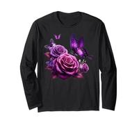 Bella Farfalla Viola Rosa Farfalla Amanti Donne Maglia a Manica