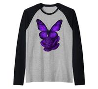 Bella Farfalla Viola Rosa Farfalla Amanti Donne Maglia con Maniche Raglan