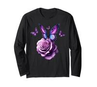 Bella Farfalla Viola Rosa Farfalla Amanti Regali Donne Maglia a Manica