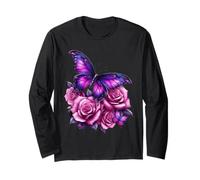 Bella Farfalla Viola Rosa Farfalla Amanti Regali Donne Maglia a Manica