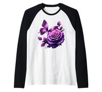 Bella farfalla viola rosa farfalla amanti regali donne Maglia con Maniche Raglan
