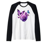 Bella farfalla viola rosa farfalla amanti regali donne Maglia con Maniche Raglan