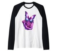 Bella farfalla viola rosa farfalla amanti regali donne Maglia con Maniche Raglan