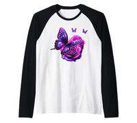 Bella farfalla viola rosa farfalla amanti regali donne Maglia con Maniche Raglan