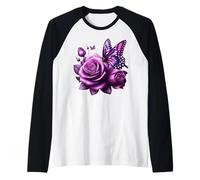 Bella farfalla viola rosa farfalla amanti regali donne Maglia con Maniche Raglan