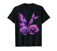 Bella farfalla viola rosa farfalla amanti regali donne Maglietta