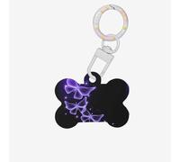 Bella farfalla viola stampa carino acrilico cani tag doppio lato shap ID tag con portachiavi per decorazioni artigianali animali domestici