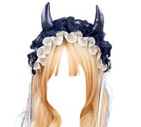 Bella fascia per capelli a forma di corno del diavolo da donna per festival musicali fasce per trucco per carnevale cosplay anime personaggio copricapo corno diavolo fascia per la cura della pelle