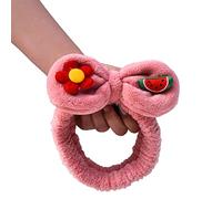 Bella fascia per capelli elastica con fiori anguria in peluche grandi fiocchi per avvolgere la testa per doccia bellezza cura della pelle fascia con fiocco in peluche turbante elastico