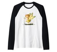Bella fata che tiene un dente di leone per un momento divertente Maglia con Maniche Raglan