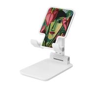 Bella femmina fiori da giardino astratto pieghevole cellulare stand angolo regolabile altezza desktop portatile cellulare culla compatibile con tutti gli smartphone bianco stile