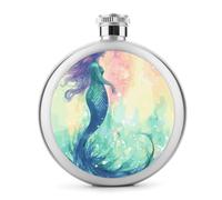 Bella fiaschetta per liquori a forma di coda di sirena, rotonda, in acciaio inox, a prova di perdite, per compleanno, regalo di Natale, per uomini, donne, damigella d'onore, feste di nozze, 141,7 g