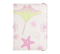 Bella Fiore Manta Ray Rosa In Pelle Impermeabile Porta Passaporto per Viaggio Portafoglio Combo Badge ID Vaccino Titolare Della Carta Del Raccoglitore per le donne Impermeabile
