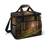 Bella foresta con alberi alti luce solare campeggio Cooler Bag isolato spiaggia refrigeratori portatili a prova di perdite borse con tracolla