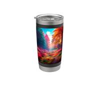 Bella foresta nebbiosa mattutina paesaggio scenico design Bicchiere termico in acciaio inox doppia parete