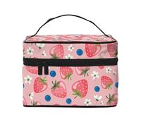Bella fragola rosa, Borsa per il trucco Borsa per cosmetici Borsa da toilette da viaggio portatile Astuccio per matite Astuccio da toilette
