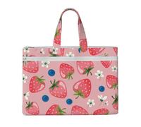 Bella fragola rosa,Borsa portadocumenti in tela con cerniera, borsa a mano, valigetta per scuola e ufficio