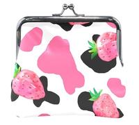 Bella fragola rosa moneta moneta per le donne in pelle fibbia bacio fibbia piccola borsa bottino per ragazze, bella fragola rosa, classico, deliziosa fragola, classica, fragola rosa fragola, classica