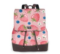 Bella fragola rosa,Zaino da donna, impermeabile, leggero, in pelle PU, alla moda, da viaggio