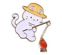 Bella Gattino Pesca Goccia Olio Spilla Robusto Metallo Pin Compatto 3.5x4.5cm Gioielli Bambini E Amanti Animali Doppia Gatti Pesca Spilla, fishing, come descritto