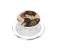 Bella geisha che tiene gatto nero vintage giapponese luna art PopSockets PopGrip per MagSafe