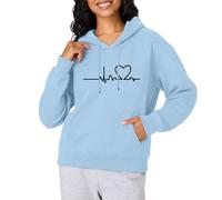 Bella Giacca da uomo con cappuccio da donna pullover a cuore top, Azzurro, M