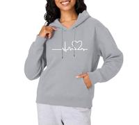 Bella Giacca da uomo con cappuccio da donna pullover a cuore top, Light Ashy, S