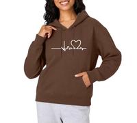 Bella Giacca da uomo con cappuccio da donna pullover a cuore top, marrone, L