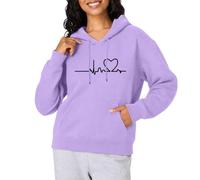 Bella Giacca da uomo con cappuccio da donna pullover a cuore top, Viola chiaro, L