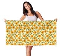 Bella Giallo Stampa Girasole Peach Skin Velvet Beach Towel 60,9 x 140,8 cm Oversize Quick Dry Viaggio Per Palestra Campeggio