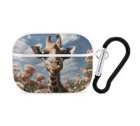 Bella giraffa AirPods Pro custodia con anello portachiavi in policarbonato custodia protettiva rigida per AirPods Pro 2a generazione per donne uomini e donne copertura di protezione completa contro le