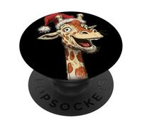 Bella giraffa con cappello di Babbo Natale per festeggiare il Natale divertente PopSockets PopGrip Adesivo